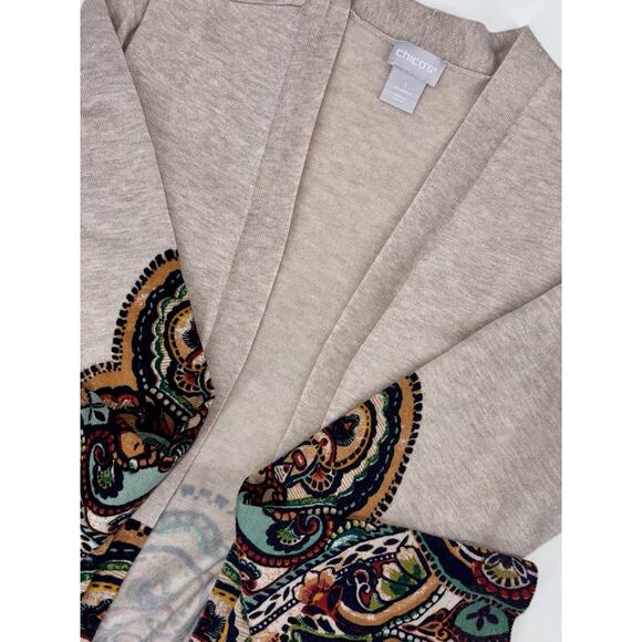 Chicos Womens Open Front Long Sweater Cardigan Medium (Size 1) Boho Earth Tones - Picture 10 of 11